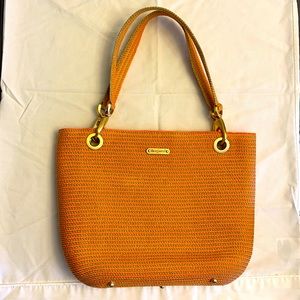 ERIC JAVITS ORANGE & Tan Squishee Clip Tote